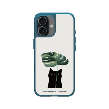iPhone 17 Clear (相機按鈕) 夜幕藍 - ilovedoodle (Lim Heng Swee) - Cat and Plant - Umbrella