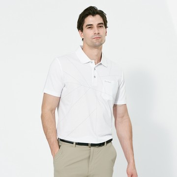 Pierre Cardin 男款 棉混PK印花短袖polo衫-白色 (5257264-90)