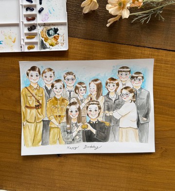 珍珍似顏繪-細緻水彩+色鉛風 ( 客製化、禮物、情人節、生日)