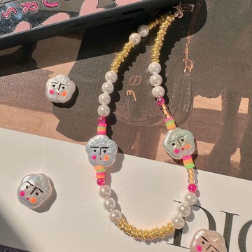 【精選】獨家原創 手繪 淡水珍珠電話繩| 千禧風飾物