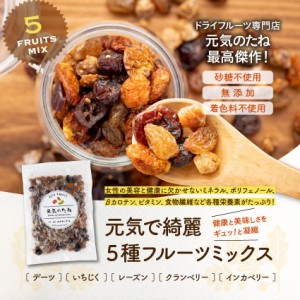 オーガニック 無添加 砂糖不使用 元気で綺麗 5種 フルーツミックス 250g 送料無料 ドライフルーツ 業務用 有機 オーガニック食品 デーツ