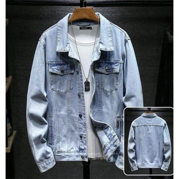 男士外套2023新款春秋季工裝牛仔上衣服潮流百搭寬松大碼開衫夾克