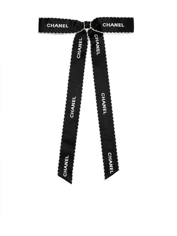 CHANEL Pre-Owned - 1990-2000s logo ribbon brooch - women - Satin - One Size - Black