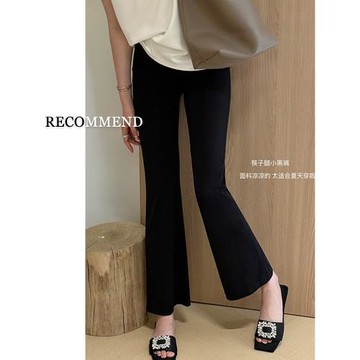 黑色九分微喇西裝褲女2025新款冬季大碼胖mm高腰顯瘦休閑喇叭褲子
