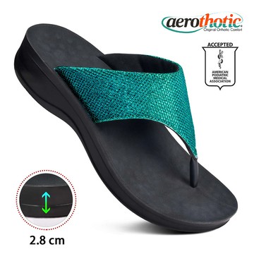 【Aerothotic 羅素】JEWEL 人字高底夾腳拖鞋(藍)