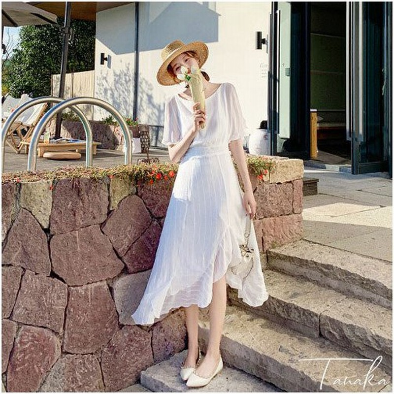 ワンピース レディース 40代 マキシワンピース 春 夏 ワンピース 白シフォン スリットフレアスカート おしゃれ 韓国風 大人上品 30代 結婚式ドレス 海 通販 Lineポイント最大get Lineショッピング