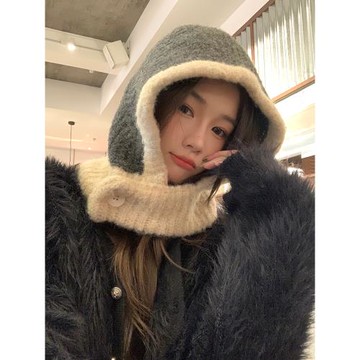 韓國ins巴拉克拉法帽子脖套一體保暖針織帽女冬天保暖護耳毛線帽