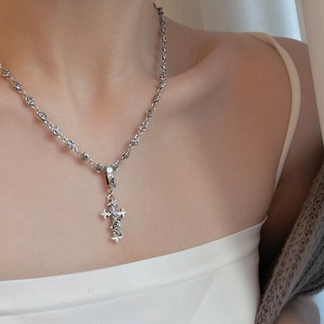 4.28小寶s925銀彩虹荊棘玫瑰花十字架吊墜女僅吊墜側墜小眾設計感