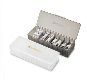 強強滾優選~ POLYWELL 3C線材7格收納盒 PP塑膠材質 卡扣上蓋 充電線 充電器小零件收納台灣現貨