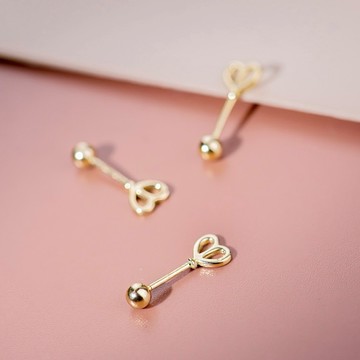 Sweet Air S925純銀 全純銀 Y2424 鎖珠耳釘 愛心螺絲純銀耳環 韓款 簡約心型純銀螺絲轉珠耳環