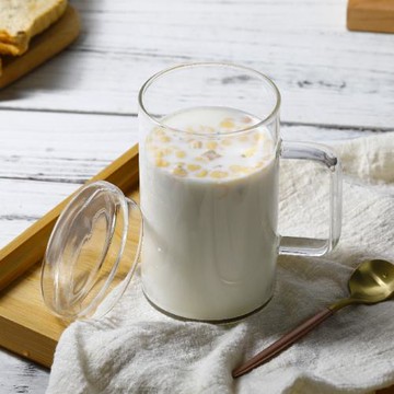 耐熱高硼硅玻璃杯綠茶杯泡茶喝水杯子加厚早餐牛奶杯男女帶蓋有把