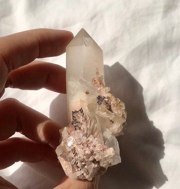 白水晶簇 粉皮 帶彩 水晶原礦 天然原石 水晶  crystal 擺設