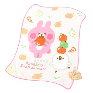 享夢城堡 法蘭絨毯90x120cm-卡娜赫拉的小動物Kanahei 蘋果咬一口-粉白