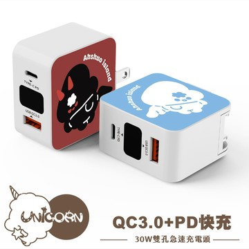 【阿說不想說 x Unicorn聯名限量】30W雙孔急速充電頭 豆腐頭 充電插頭 快充頭 充電器