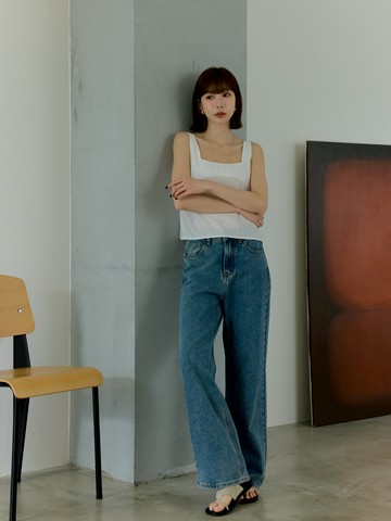 清爽壓紋方領背心