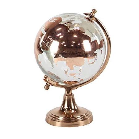 Deco 79 Aluminum Globe with Tiered Base, 9" x 8" x 13", Copper 並行輸入