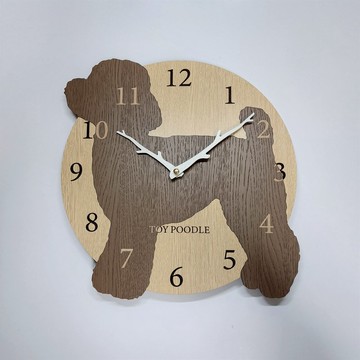 期間下殺3000日元 刻名字刻狗突出掛鐘玩具貴賓犬棕色靜音鐘錶