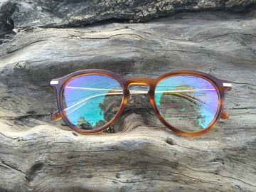 咖啡板材面金屬腳眼鏡框