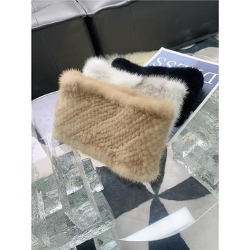 海寧皮草圍巾圍脖女冬季水貂毛發帶編織彈力保暖貂皮脖套情侶真毛