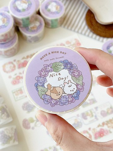 軟綿綿的花卉集郵冊二代3cm特殊油墨和紙膠帶附離型紙