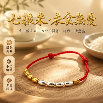 台灣出貨✨ 七粒米紅繩手鍊 招財保平安手鍊 納福姻緣手鍊 七粒米腳鍊 生意亨通手飾 幸運祈福掛件 開運好運手環
