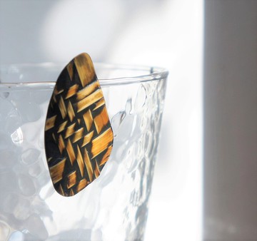 蝶翼01-籃胎漆器耳飾