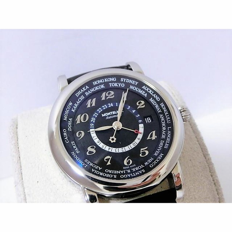 美品 モンブラン スターワールドタイム 106464 GMT デイト メンズ 腕時計 SS/レザー ブラック 自動巻き AT MONTBLANC【中古】【送料無料】  mk1812 | LINEブランドカタログ