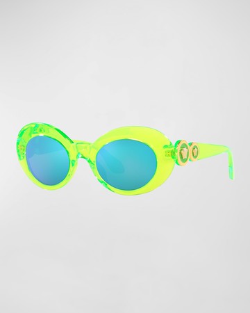 Girl's Mirrored Medusa Acetate Oval Sunglasses