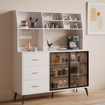 餐邊櫃 附發票 餐邊櫃高櫃一體靠墻現代簡約家用酒櫃客廳儲物櫃碗櫃家用廚房茶櫃S58公司貨