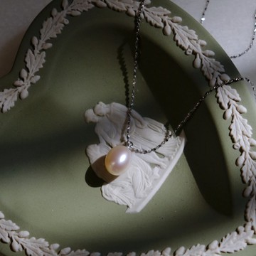 婚禮 無瑕粉嫩極光炫彩淡水珍珠 閃爍925純銀鎖骨鏈