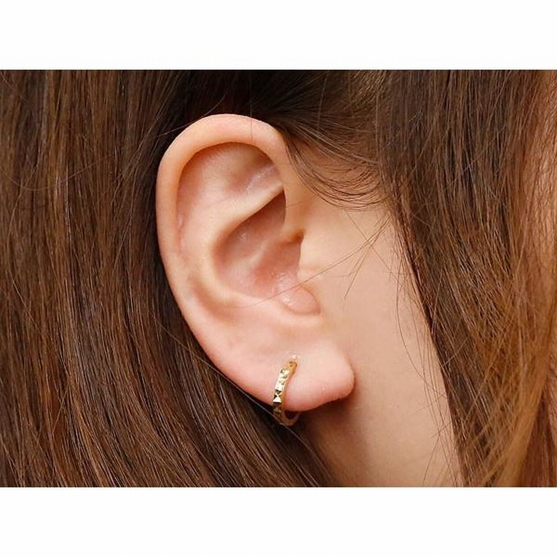 18金 ピアス 片耳 フープピアス メンズ リング 中折れ式 ゴールド 18k ...