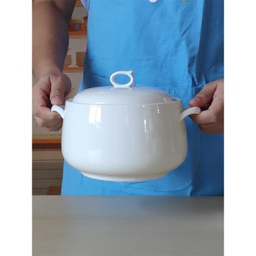 陶瓷豬油罐油潑辣子罐有蓋調料罐居家用耐熱湯盆燉盅鍋圓白瓷加厚