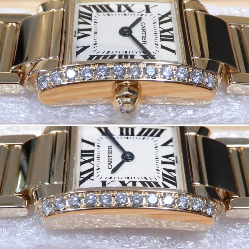 カルティエ Cartier タンク フランセーズ SM 白文字盤 ダイヤ 超美品】カルティエ タンクフランセーズSM アイボリー文字盤