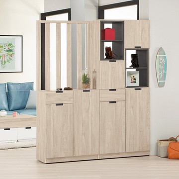 Boden-奧拉5.4尺六門二抽屏風高鞋櫃/開放式玄關收納櫃/隔間置物展示櫃-161x38x196cm