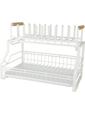 廚房鐵藝鍋蓋碗碟碗盤餐具收納瀝水籃家用筷子筒簍雙層組合置物架 廚房小物