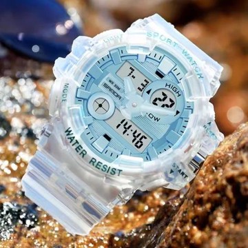 獨角獸多功能電子表男款學生潮流初高中生透明鬧鐘運動防水手表女