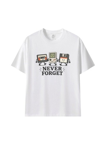 復古科技好朋友印花棉T★NEVER FORGET 懷舊3C插畫・休閒短袖T恤