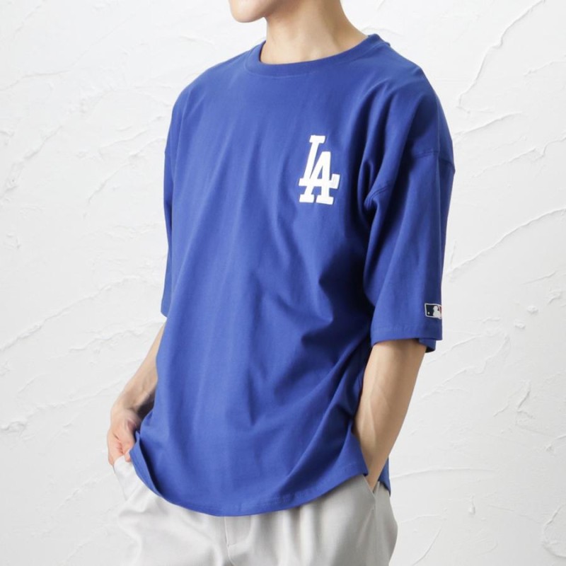 【NEW ERA】MLB チームロゴ Tシャツ ブルー杢 S【NYで購入】