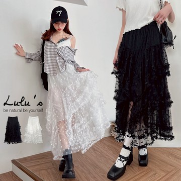 LULUS/浪漫刺繡小花蕾絲紗裙２色【A05250033】