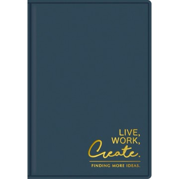 四季SEASON 皮革方格厚筆記本 50K-藍創