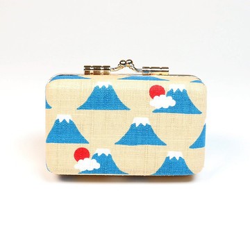 印章盒 口金 雙人章 對章 日本布 公司大小章 - 富士山 (米)