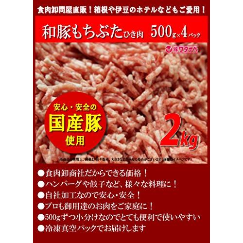 冷凍 国産豚ひき肉 500g×4パック 計2kg 和豚もちぶた使用 真空パック 餃子やハンバーグにも 豚ミンチ 挽き肉