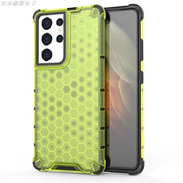 適用于三星s21Plus透色背板蜂窩散熱防刮花手機殼s21Ultra保護套