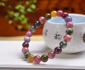 純天然碧璽單圈手鏈 珠經8mm左右 顏色潤促進夫妻感情