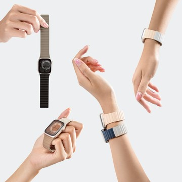 【MAGEASY】Skin Duo 雙面親膚磁吸矽膠防水錶帶-Apple Watch