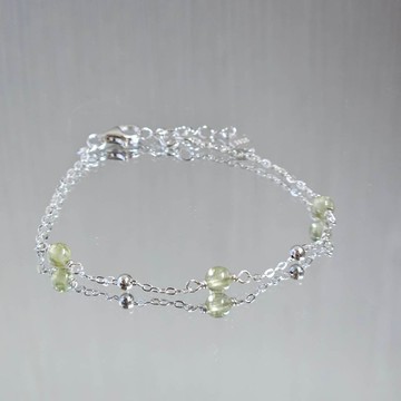 純銀豆豆珠系列 s925純銀 沙弗萊石手鍊 | 手作客