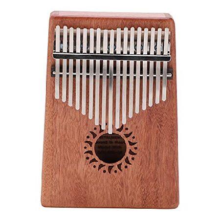 Kalimba 17 Keys Thumb Piano Kit Mahogany Wooden Finger Piano Portable Thumb Piano Steel Marimba Keys with Sun Pattern, Gift for Friends Kids