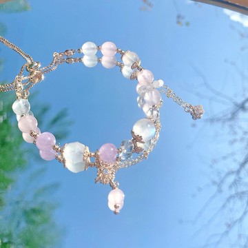 14K包金 水晶手鍊 伸縮扣手鍊 繁花之約 水晶手鍊 桃花人緣運