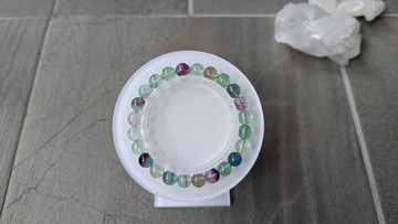 彩螢石 天然水晶手鍊【7MM】