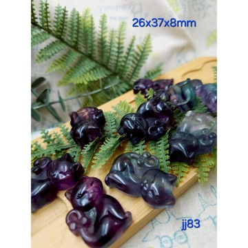 螢石貓咪雕刻吊墜水晶文玩玉石木頭串珠配件jj83